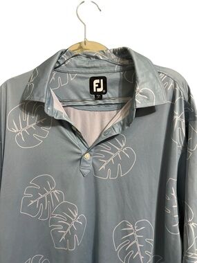 Footjoy Sz Md Printed Palm Trees Pattern Golf Polo